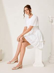 CUCCOO CHICEST 女士平底鞋夏季新品蝴蝶结拼色经典佩斯利印花尖头一脚蹬优雅正装鞋 - 粉色 - 查看 7