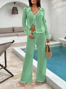 SHEIN Conjunto de 2 piezas de vestido de verano de algodón blanco con diseño de ganchillo y estilo boho para vacaciones en la playa o fiestas al aire libre