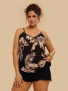 SHEIN VCAY Plus Tropical Print Summer Boho Cami Top - Multicolor - View 4