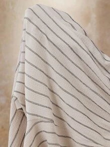 SHEIN Bohemian Maternity Adjustable Waist Striped Loose Straight-Leg Pants