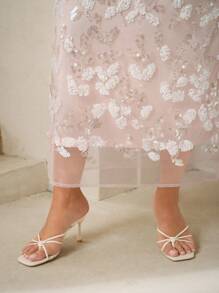 Anewsta 大码女式优雅亮片长款紧身裙，休闲春季、节日、度假、节日装，奶油黄 - 粉色 - 查看 7