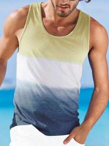 Manfinity RSRT Men's Ombre Casual Crew Neck Tank Top, Versatile For Summer - Multicolor - View 1