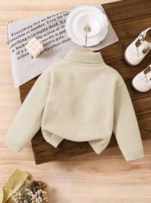LMoss Kids LMoss 女童立领宽松休闲3D蝴蝶结装饰毛衣，女童服装，毛衣，女童冬装，女童蝴蝶结毛衣，带蝴蝶结的毛衣，蝴蝶结上衣，蝴蝶结毛衣，女童蝴蝶结毛衣，秋季毛衣 - 杏色 - 查看 2