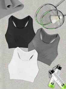 Easithlete 3入組大尺碼無縫運動胸衣套裝，夏季運動瑜珈