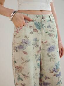 MOTF PREMIUM QUẦN JEANS CHÂN RỘNG IN HOA - Nhiều màu - Xem 2