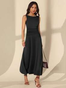 TrendSteals Women Elegant Sleeveless Maxi Knitted Dress - Black - View 5