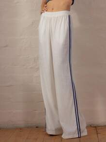 Aralina Quần sọc tương phản Y2K Streetwear Stockholm phong cách mùa hè/thu - Màu be - Xem 7