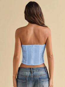 SHEIN BAE Trang phục biểu diễn, trang phục biểu diễn, trang phục lễ hội âm nhạc, trang phục hòa nhạc cho phụ nữ, hòa nhạc đồng quê, câu lạc bộ, gợi cảm - Màu xanh nhạt - Xem 2