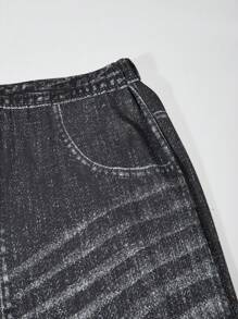 少女休闲卡通动漫女孩印花短袖上衣和裤子两件套 - 灰色 - 查看 7