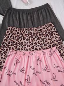 SHEIN 6pcs/Set Plus Size Casual Printed Camisole Top & Shorts Pajama Set, Outfits