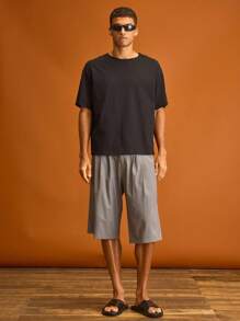 Musero 宽松版型刺绣短袖T恤夏季假期 - 黑色 - 查看 5