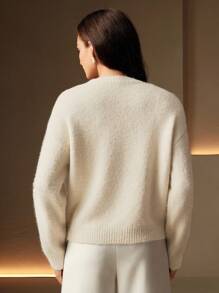 Anewsta Áo len thêu hoa sequin, Thích hợp cho mùa thu, đông, năm mới, Thanh lịch, Sang trọng, Phong cách, Giáng sinh, Đi chơi, Quần áo mùa đông cho nữ, Ấm áp - Màu be - Xem 2