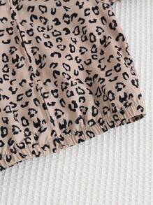 Cozy Pixies 女婴豹纹连帽长袖休闲夹克，百搭 - 卡其色 - 查看 7