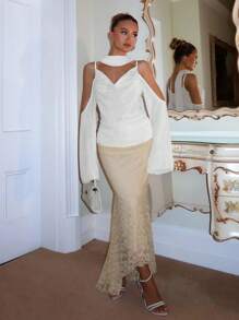 Glamine 2025 Elegante blusa de gasa sin mangas de unicolor con tirantes, ropa de otoño para mujeres, de vuelta a la escuela - Blanco - Ver 4