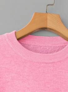 Franclia 女式修身圆领长袖羊毛毛衣针织套头衫秋冬 - 粉色 - 查看 6