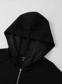 ROMWE MEN Street Life Men's Sequin Diamond Zipper Hoodie Sweatshirt - Black - View 5