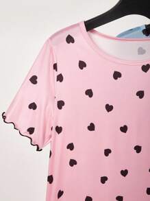 SHEIN Ensemble robe en tricot confortable à motif cœur grande taille - Multicolore - Voir 4