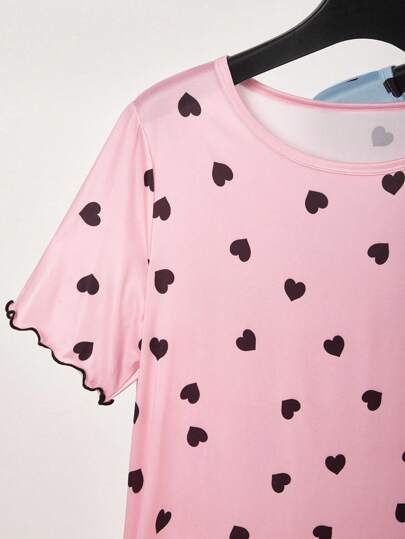 Plus Size Comfy Knit Heart Pattern Dress Set Pcs view 4