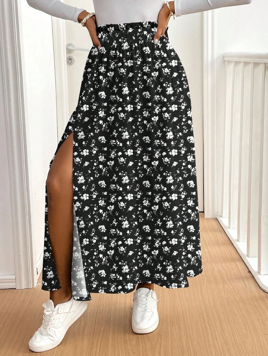SHEIN Frenchy Váy chữ A xẻ cao đi nghỉ mát cho nữ, phù hợp cho mùa hè - Màu Đỏ Sâu - Xem 1