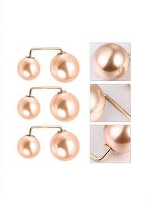 3 件仿珍珠胸针，仿珍珠胸针，女士仿珍珠防曝光领口别针，婚礼装饰别针，毛衣披肩夹，适用于服装开衫连衣裙毛衣帽 DIY 用品服饰装饰，防滑别针，领夹，围巾配饰，时尚，DIY 用品 - 香檳色 - 查看 4