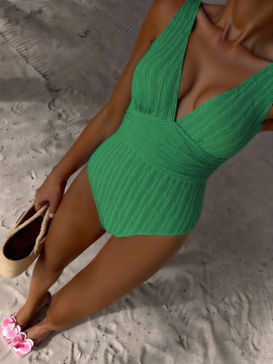 Swim Basics 1pc Beach Summer Outfit For Women - Green - View 1