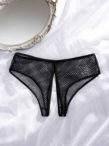 SpicyHot Sheer Mesh Alluring Crotchless Women Sexy Panty Mesh Panties Mesh Underwear See Through Panties Hollow Out Panties Fishnet Panties, Going Out - Black - View 2