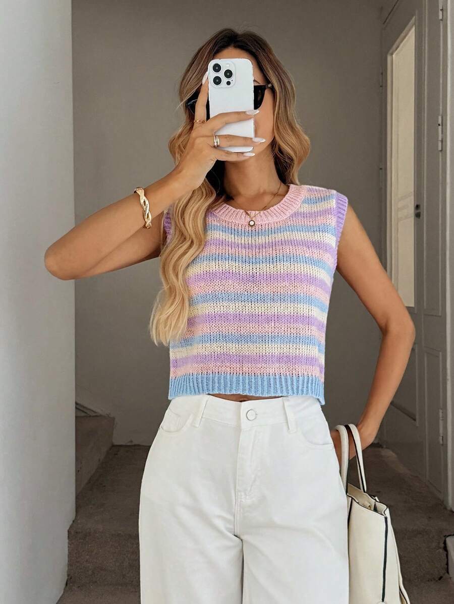 Easowa 女式无袖彩色针织背心