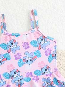 Infant Girls Cartoon Print One-Piece Swimsuit, Cute & Suitable For Swimming - Multicolor - View 5