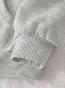 SHEIN Áo hoodie dài tay in chữ hở vai thường ngày dành cho nữ mùa thu - Màu Xám nhạt - Xem 3