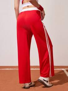 CourtClass Contrast Color Striped Casual Versatile Yoga Sports Pants - Multicolor - View 2