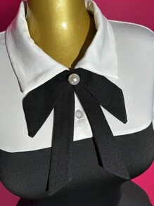 Slaydiva New Style Early Autumn And Summer Casual Street Hottie Style Sweet Girl Style Elegant Daily Date Birthday Party POLO Collar Bowknot White Splicing Black 2 In 1 Design Multi-Layer Cake Dress Ruffle Hem A-Style Dress Mini Dress Knitted Ladies Mini Dress-A