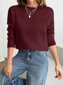 Women Brushed Yarn Soft Touch Beige Casual Sweater