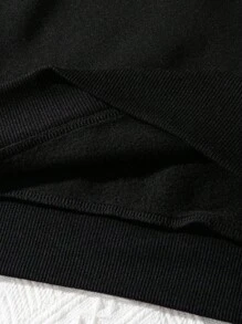 EMERY ROSE Plus Size Sweatshirt For Women Orange Coffee Letter Print Casual Sweatshirt Fall Fashion Clothes Pullover Winter Autumn - Black - View 4