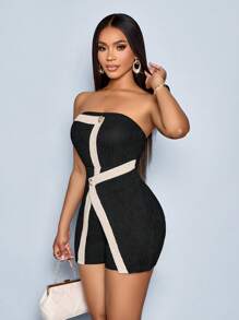 SOLERSUN Sommer-Outfits, Sommerkleidung, Konzert-Outfit für Damen, Rave-Outfits, Festival-Urlaubs-Outfits, Damen, Business-Casual, Strand-Outfits für Damen, Urlaubs-Outfits für Damen, Büro-Outfits für Damen, Old-Money-Stil, Damen, Boho, bescheiden, elegant und sexy, Urlaub, Retro-Kontrast, Schwarz, Apricot, Mode, einfach, neu, All-Match, Halloween, Retro-Party, Straße, Pendeln, Freizeit, One-Shoulder, schulterfrei, Outing-Kleidung, Jumpsuit, Tube-Top, Shorts, Retro, Bohemian, Rüschensaum, elastische Taille, tailliert - Schwarz - Übersicht 5