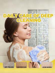 1/2 件非洲网状去角质背部长网浴擦洗毛巾套装，双面温和去角质，有效身体磨砂，淋浴时使用背部磨砂膏，优质网状材质，方便的绑带毛巾设计，丝瓜络毛巾，使皮肤光滑的身体海绵，非常适合日常使用（蓝色、紫色）家居浴室装饰 - 彩色 - 查看 3