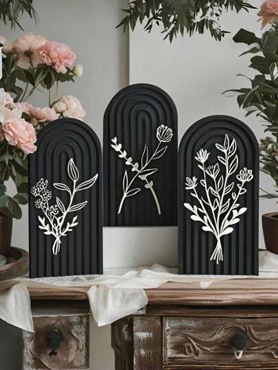 Goth 1 pezzo Decorazione da parete in legno stile bohémien con motivo stampato, carino accessorio semplice per la camera da letto di casa, decorazione da parete in legno europeo con intarsio geometrico - Accento artistico in legno massiccio per la decorazione della casa