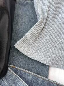 SHEIN 少女灰色针织蝴蝶结刺绣吊带迷你甜美休闲上衣，春夏百搭基础款，日常百搭，适合返校季 - 灰色 - 查看 6