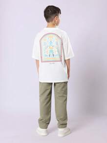 SUMWON T-shirt oversize d'été décontracté avec imprimé palmier sur le dos, design club méditerranéen île, streetwear graphique, vacances paradis de la plage, manches courtes, tenue de loisirs - Blanc - Voir 5