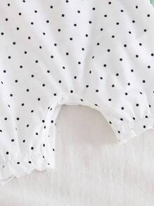 SHEIN Vintaside Kids 女婴三件套昆虫印花连体衣，荷叶边短袖和褶皱下摆，可爱夏季服装 - 彩色 - 查看 3