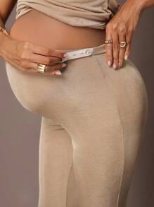 MaterniChic 孕妇纯色不对称领口无袖上衣和长裤两件套优雅套装 - 綠色 - 查看 7