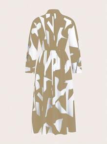 SHEIN Clasi Women Random Printed Simple Daily Dress Maxi Women Outfit Fall Cloth For Women - Apricot - View 2