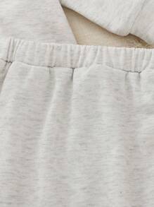SHEIN Ensemble de 2 pièces pour bébé fille, veste à fermeture éclair avec décoration nœud 3D et jupe, tenue casual polyvalente adaptée pour le printemps, l'automne et l'hiver, pour un usage quotidien - Gris pâle - Voir 4