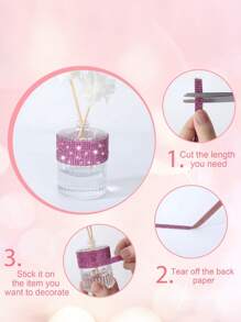 1pc Light Pink Self-Adhesive Diamond Crystal Rhinestone Tapes, 2mm Diamante For DIY Crafts, Phone & Car Decoration