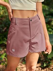 In My Nature Women's Loose Fit Outdoor Shorts With Plant Print Pockets - Pink - View 3