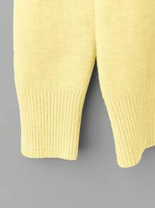 Franclia 女式修身落肩圆领保暖毛衣针织套头衫秋冬 - 黃色 - 查看 5