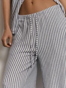 MUSERA Stripe Drawstring Wide Leg Trousers Cute Summer Holiday Vacation Casual Sexy Elegant Beach Classy Only Collective Office Attire For Women, Office Wear Women