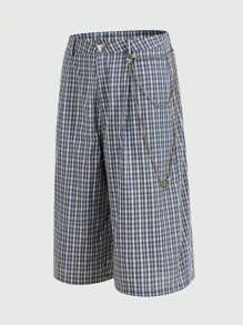 ROMWE MEN Prep 男士休闲格子宽松短裤，夏季 - 彩色 - 查看 3