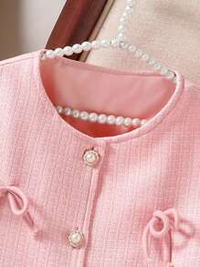 Tween-Mädchen Taillierte Jacke mit Schleifendekor, geeignet für tägliche Zusammenkünfte, Fotoshootings