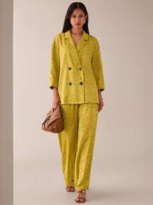 Lilora 秋冬优雅提花双排扣西装外套