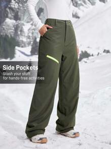 SHEIN Sport Gameset Pantalones rectos sueltos para excursión con estampado de letras y bolsillos en las mujeres